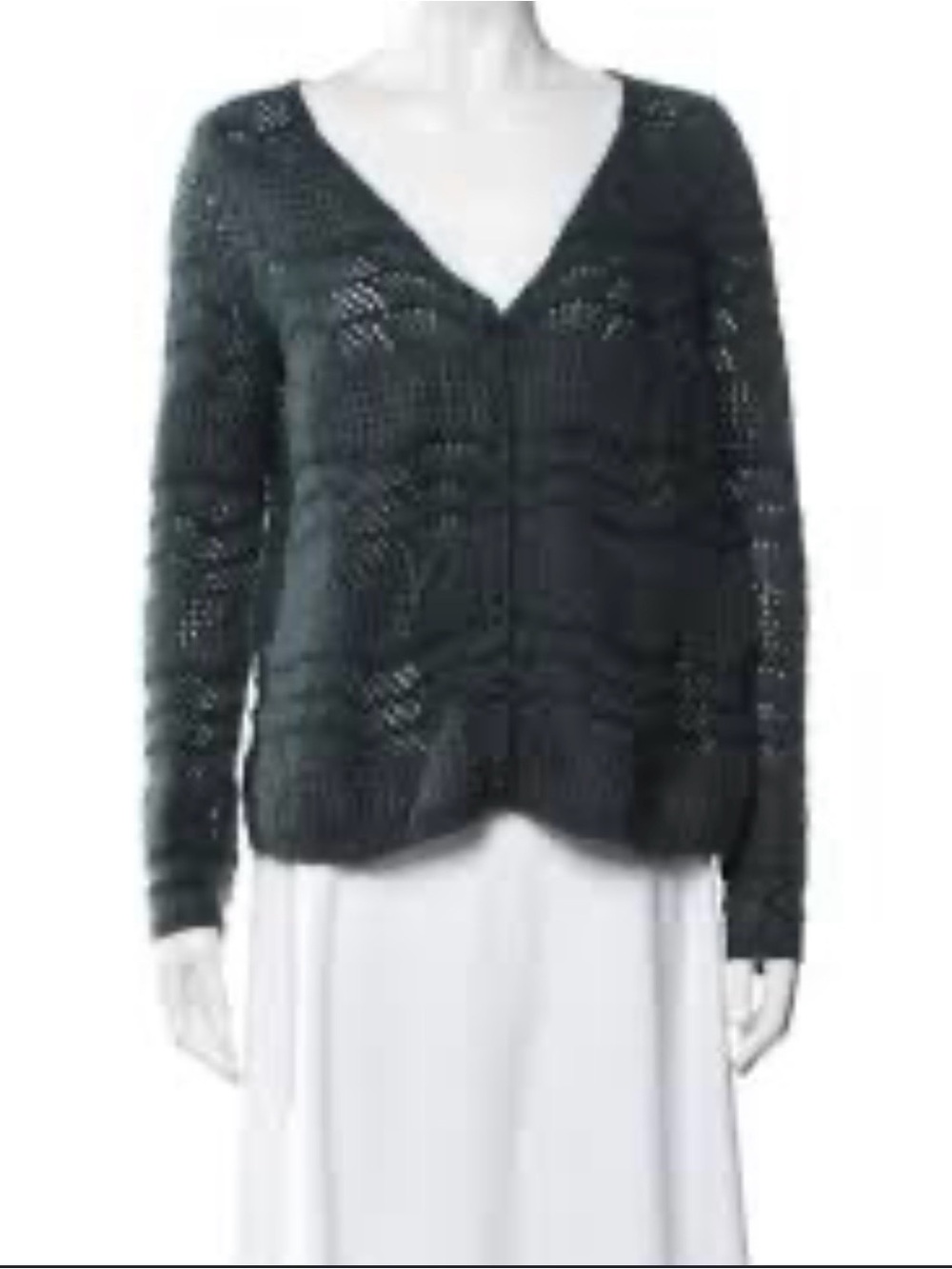 **RARE**Sezane dark teal cardigan with lacework detail